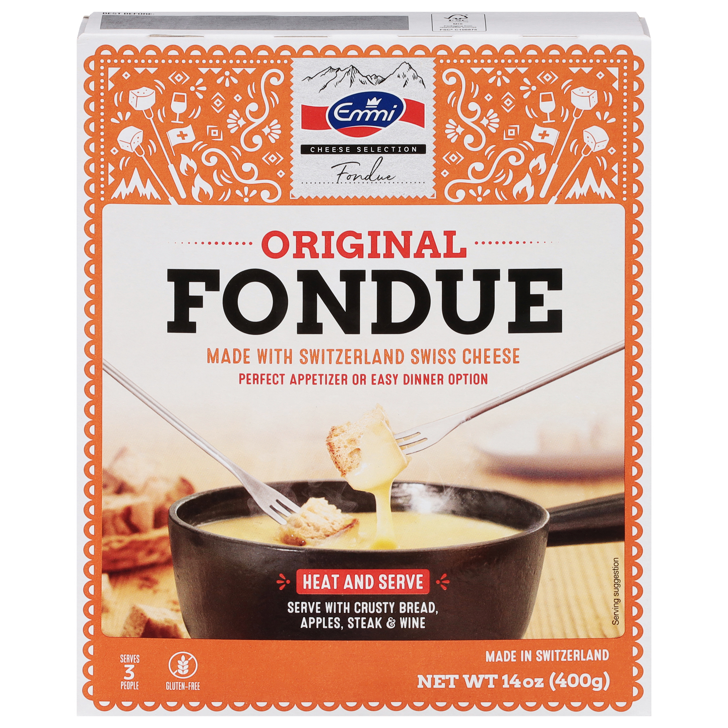 Emmi Original Swiss Cheese Fondue - 14oz - Made With Switzerland Swiss Cheese
