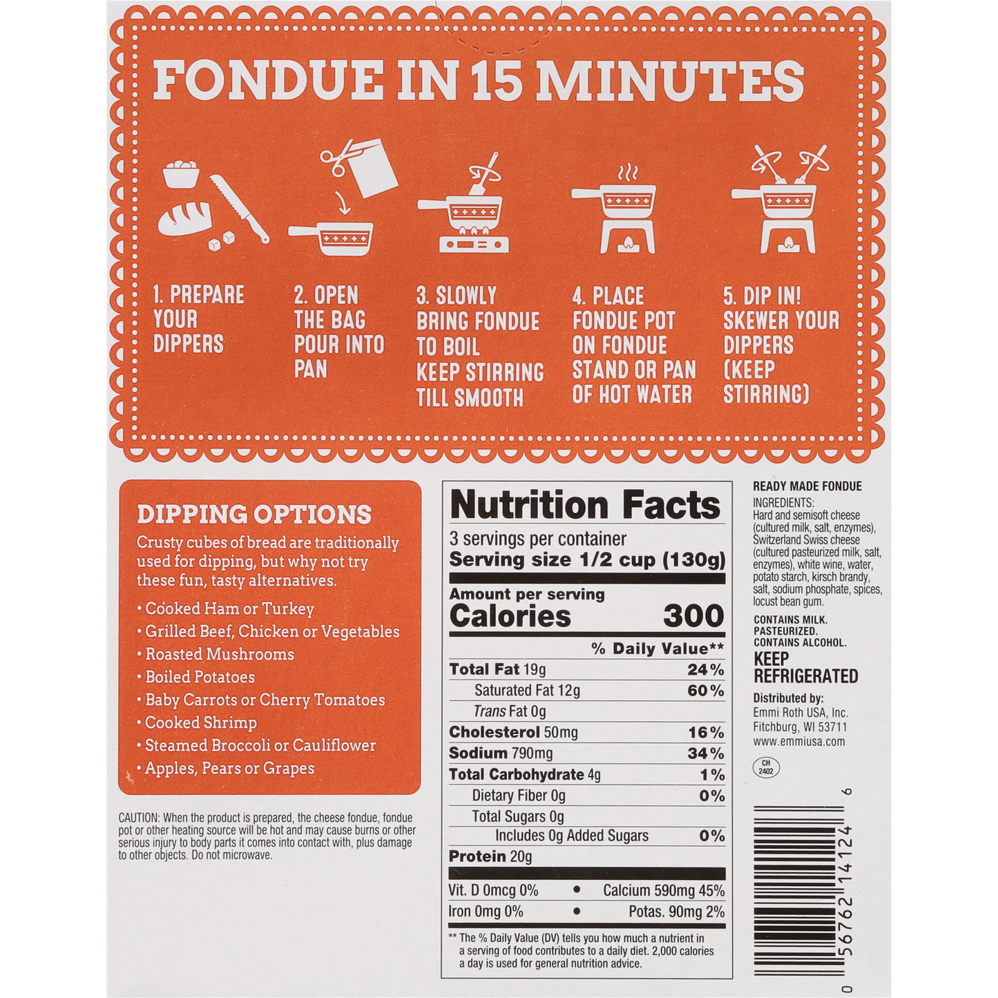 Emmi Original Swiss Cheese Fondue - 14oz - Made With Switzerland Swiss Cheese