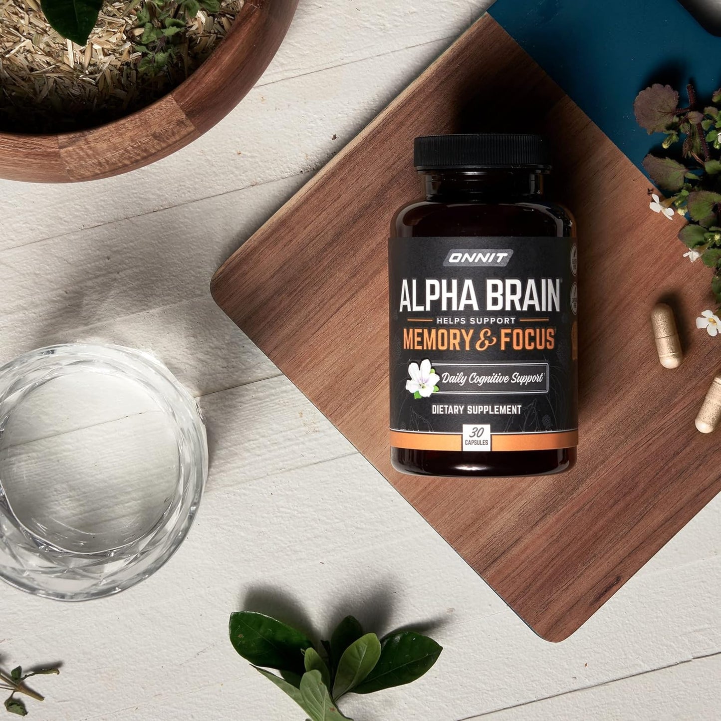 ONNIT Alpha Brain Premium Nootropic Brain Supplement, 30 Count, for Men & Women - Caffeine-Free Focus Capsules for Concentration, Brain Booster& Memory Support