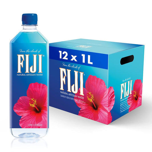 FIJI Natural Artesian Bottled Water 1 Liter / 33.8 Fl Ounce (Pack of 12)