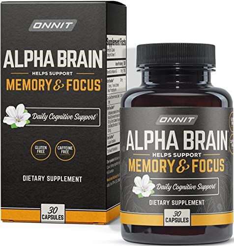 ONNIT Alpha Brain Premium Nootropic Brain Supplement, 30 Count, for Men & Women - Caffeine-Free Focus Capsules for Concentration, Brain Booster& Memory Support