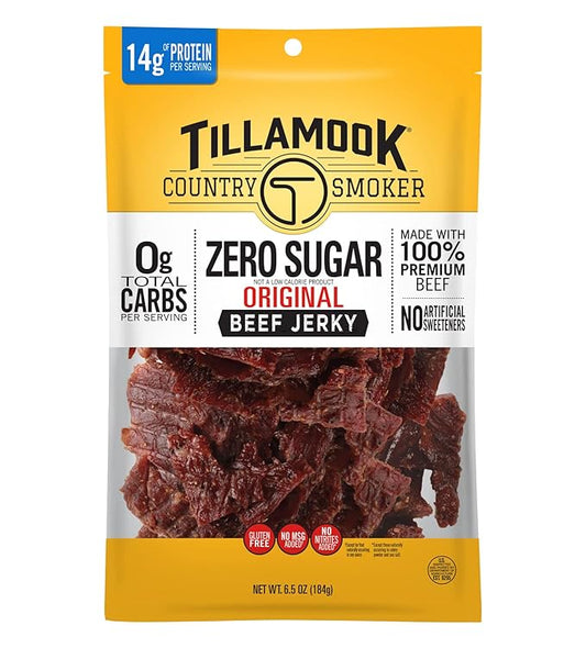 Tillamook Country Smoker Keto Friendly Zero Sugar Beef Jerky, Original, 6.5 Ounce