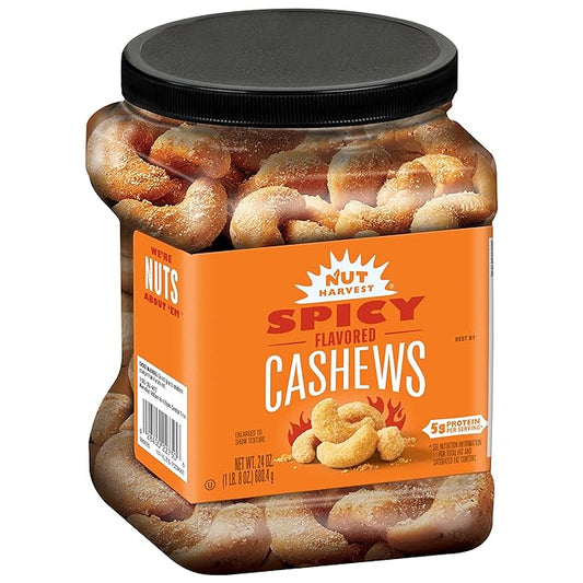 Nut Harvest Cashews, Spicy, 24 oz jar