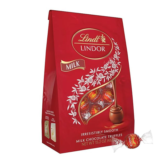 Lindt LINDOR Milk Chocolate Candy Truffles with Smooth, Melting Truffle Center Chocolate, 15.2 oz. Bag