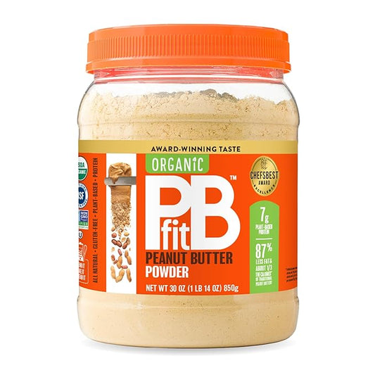 PBfit All-Natural Organic Peanut Butter Powder, Powdered Peanut Spread from Real Roasted Pressed Peanuts, 7g of Protein, 30 Ounce