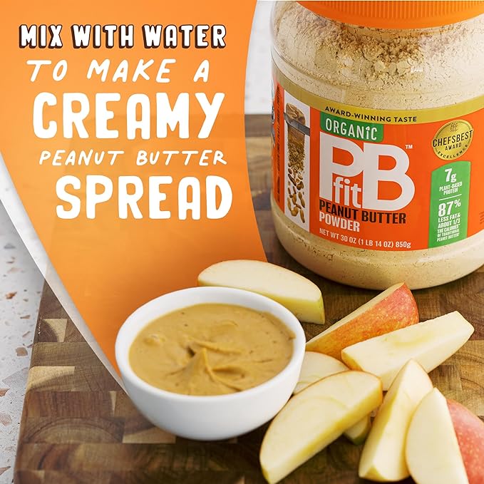 PBfit All-Natural Organic Peanut Butter Powder, Powdered Peanut Spread from Real Roasted Pressed Peanuts, 7g of Protein, 30 Ounce