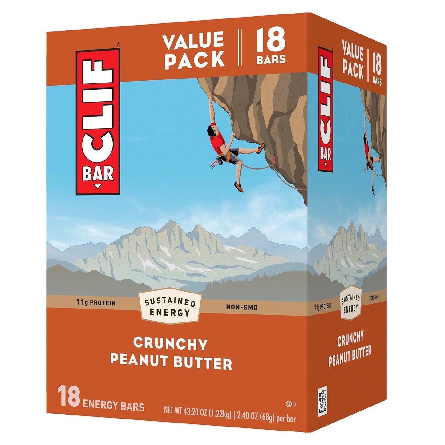 CLIF BAR - Crunchy Peanut Butter - Made with Organic Oats - Non-GMO - Plant Based - Energy Bars - 2.4 oz. (18 Pack)