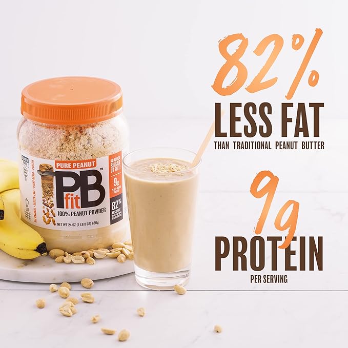 PBfit Pure Peanut, 100% Powdered Peanut Powder, Non-GMO, Plant-Based, Gluten-Free Protein Powder, 9g of Protein, (24 oz)