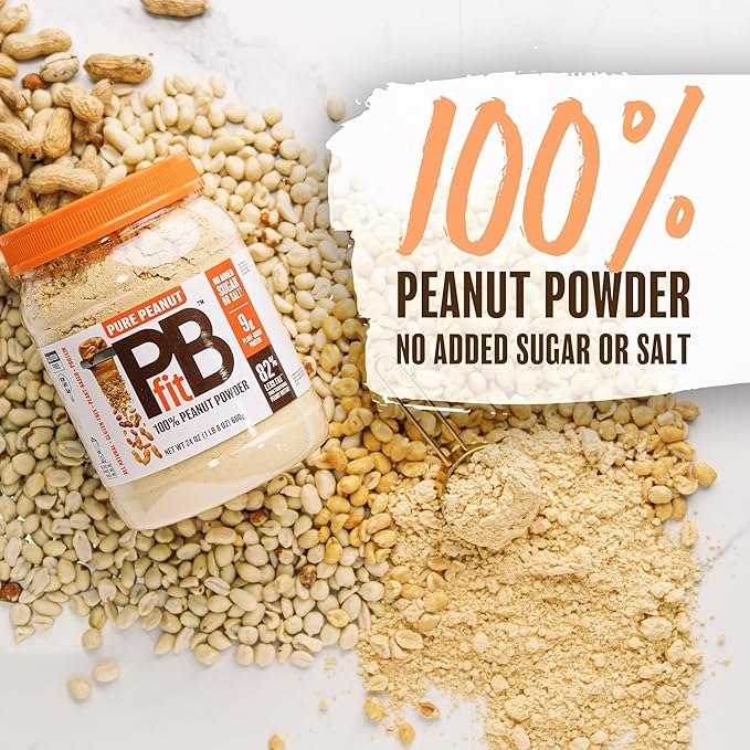 PBfit Pure Peanut, 100% Powdered Peanut Powder, Non-GMO, Plant-Based, Gluten-Free Protein Powder, 9g of Protein, (24 oz)