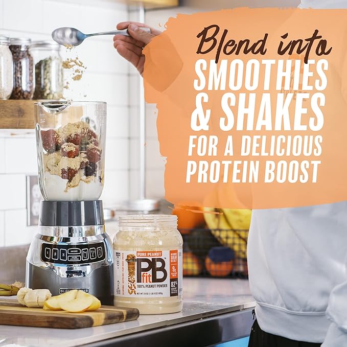 PBfit Pure Peanut, 100% Powdered Peanut Powder, Non-GMO, Plant-Based, Gluten-Free Protein Powder, 9g of Protein, (24 oz)