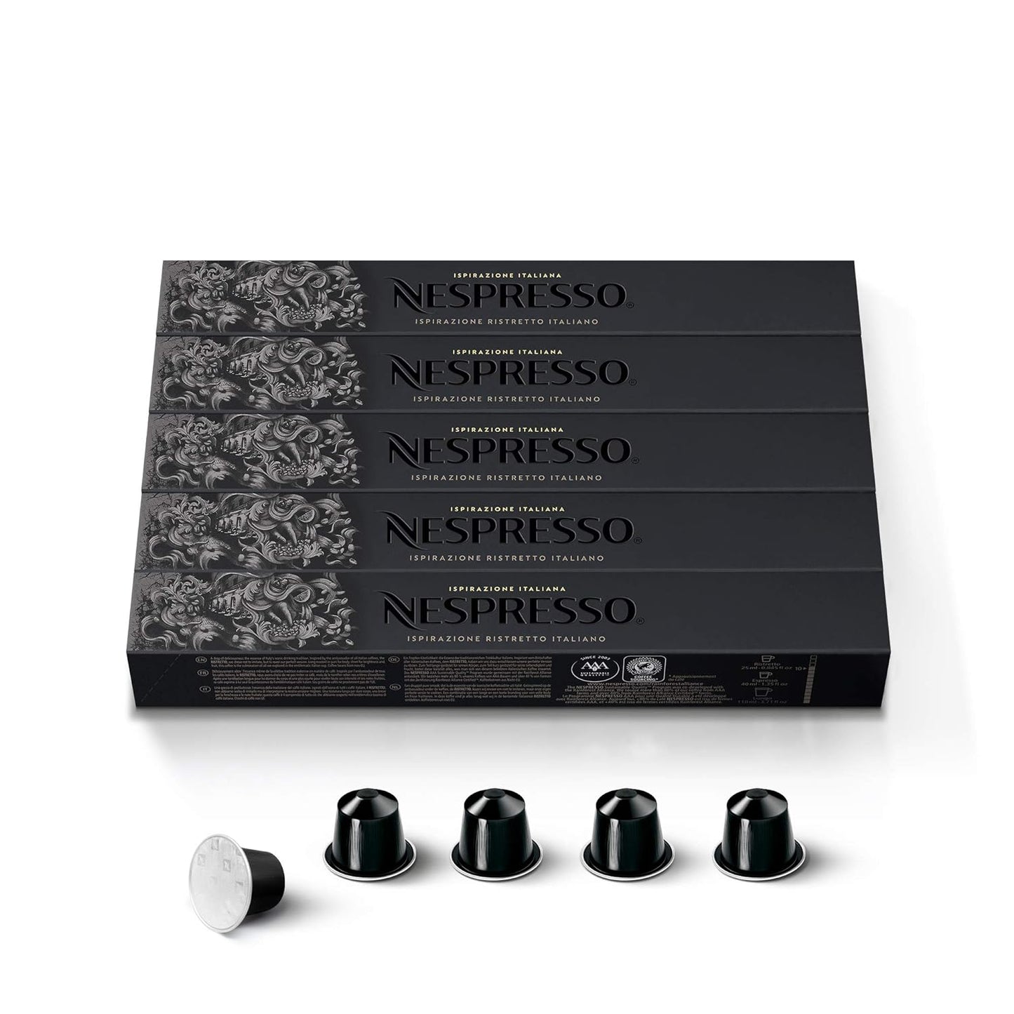 Nespresso Capsules OriginalLine, Ristretto Intenso, Dark Roast Coffee, Coffee Pods, Brews 1.35 Ounce, 10 Count (Pack of 5)