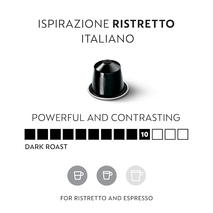 Nespresso Capsules OriginalLine, Ristretto Intenso, Dark Roast Coffee, Coffee Pods, Brews 1.35 Ounce, 10 Count (Pack of 5)