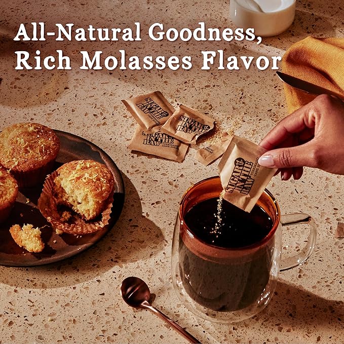 Sugar In The Raw Granulated Turbinado Cane Sugar On The Go Packet, Pure Natural Sweetener, Hot & Cold Drinks, Coffee, Cooking, Baking, Vegan, Gluten-Free, Non-GMO, 200 Count Packets